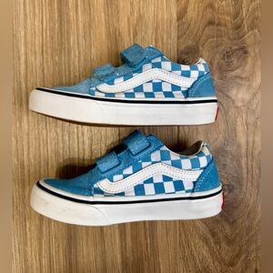 Vans Blue Checkerboard Suede Hook & Loop Sneakers Kids